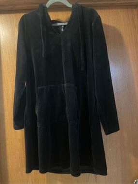 torrid Black Velour Hooded Sleep Dress L18